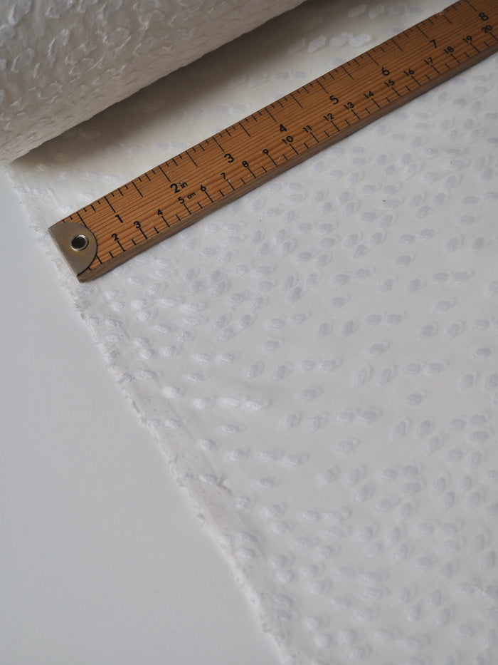 White Spotted Silk Jacquard Chiffon
