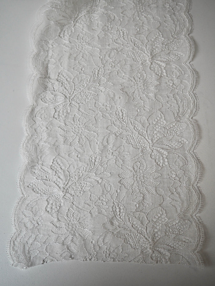White Stretch Flower Meadow Scallop Lace Trim 19.5cm