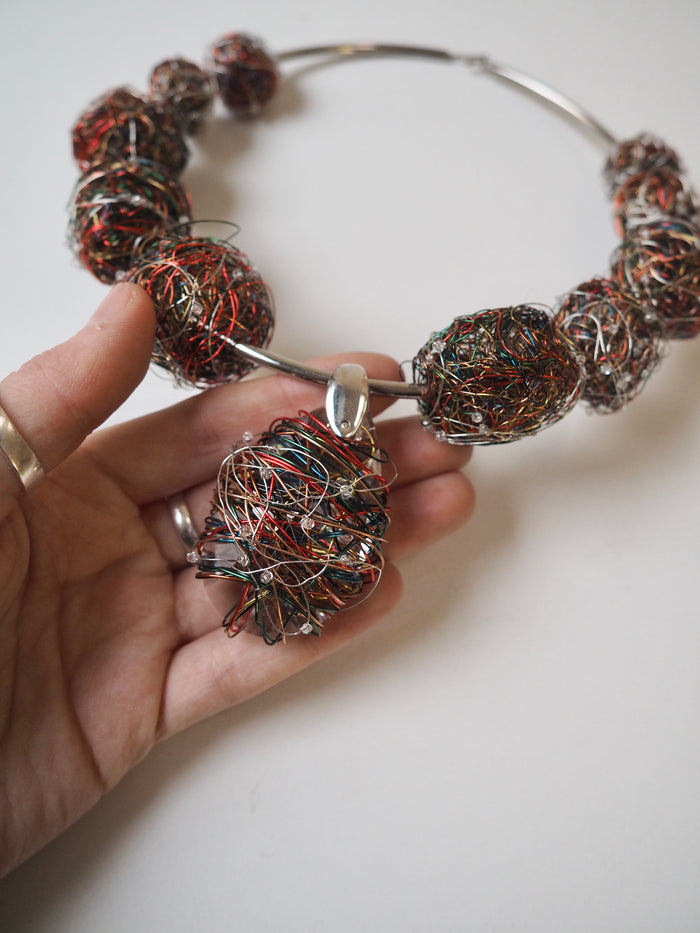 Wire Nest Bead Necklace