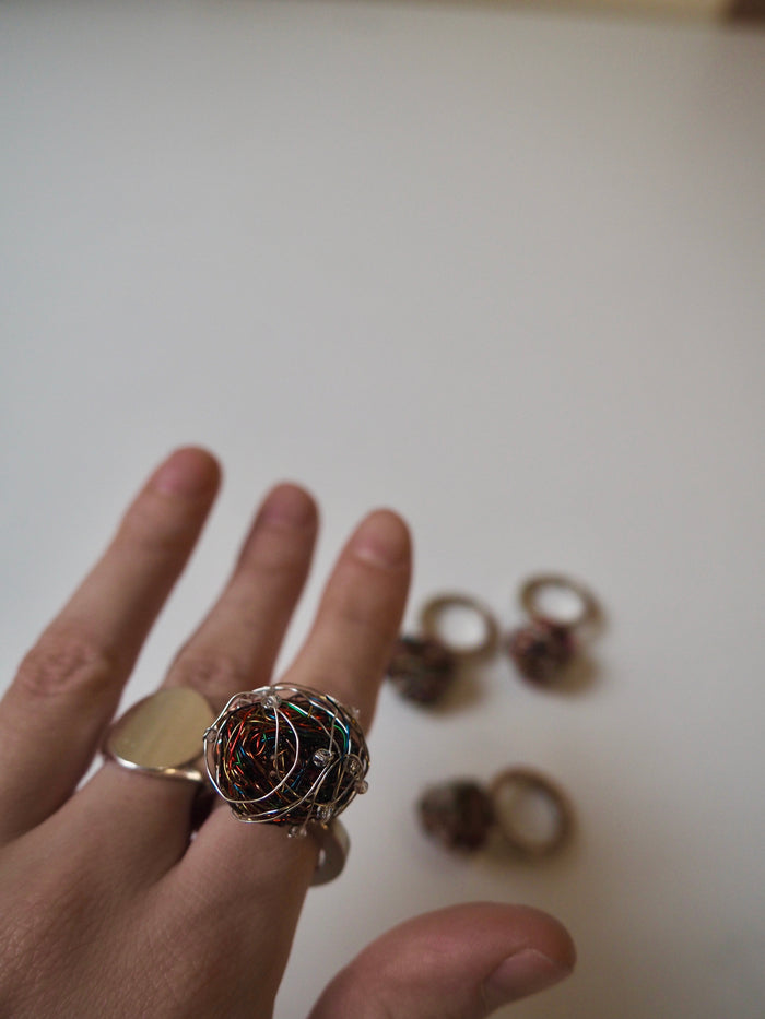 Wire Nest Bead Ring