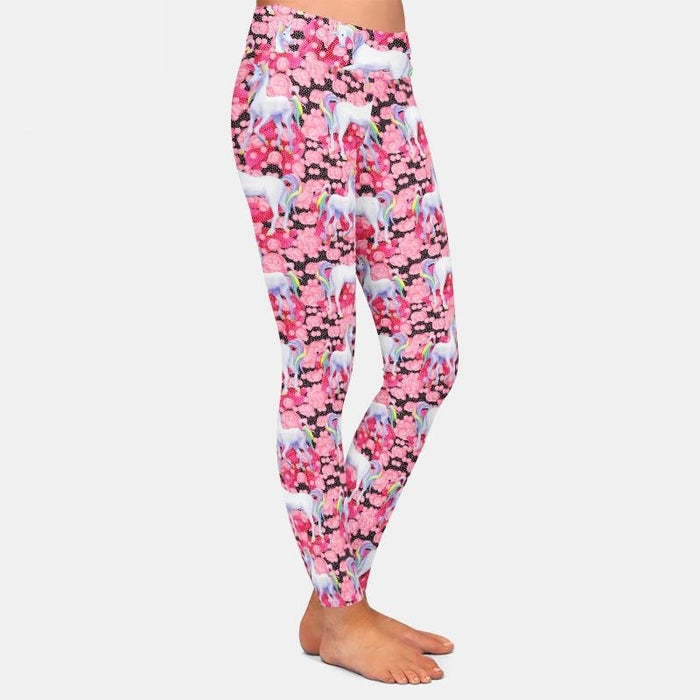 Womens 3D Elegant Unicorns Printed Leggings