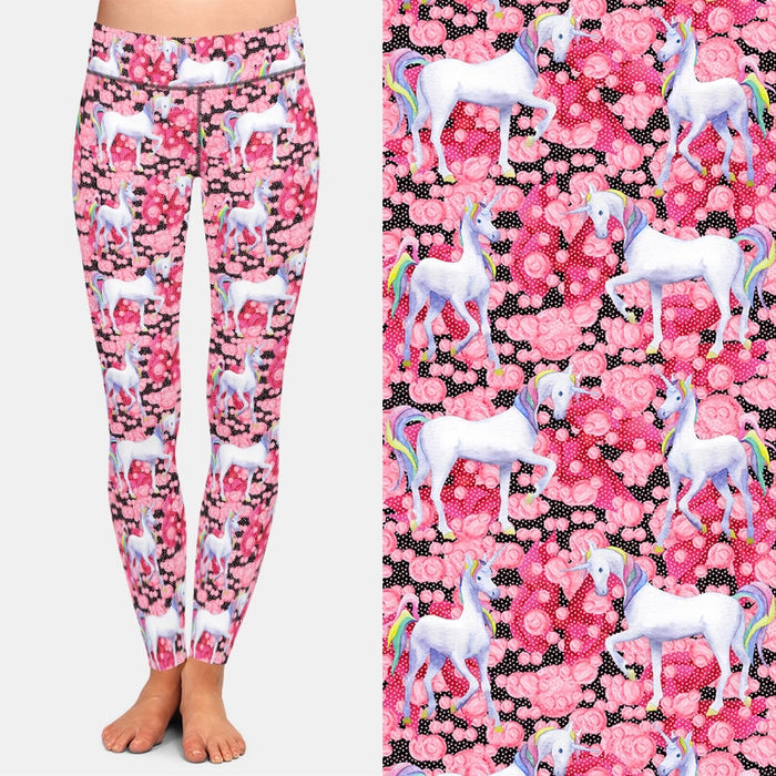Womens 3D Elegant Unicorns Printed Leggings