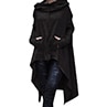 Womens Cotton Blend Solid Colour Asymmetric Hem Drawstring Hooded Sweatshirts