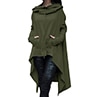 Womens Cotton Blend Solid Colour Asymmetric Hem Drawstring Hooded Sweatshirts