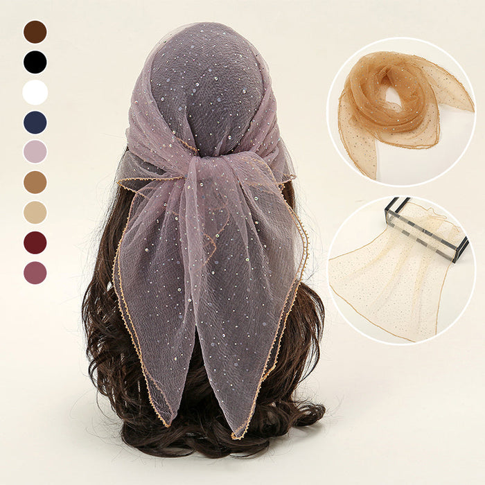 Women's Glitter Decor Head Scarf