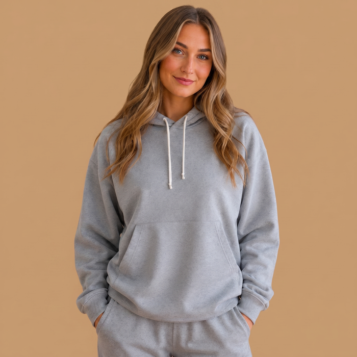 Women's Organic Cotton Midweight Raglan Hoodie - Heather Grey