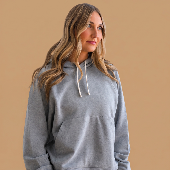 Women's Organic Cotton Midweight Raglan Hoodie - Heather Grey