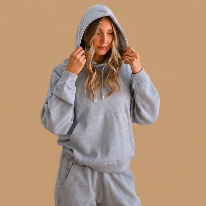Women's Organic Cotton Midweight Raglan Hoodie - Heather Grey