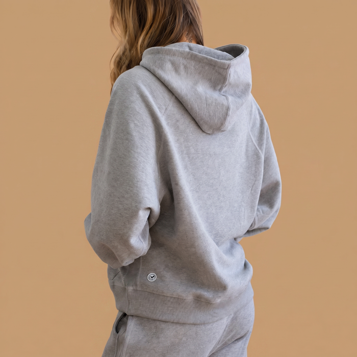 Women's Organic Cotton Midweight Raglan Hoodie - Heather Grey