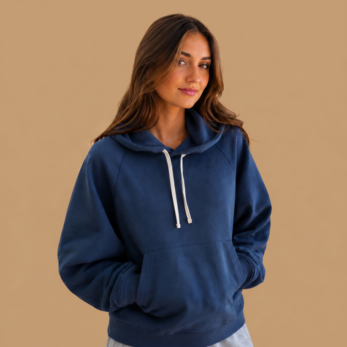 Women's Organic Cotton Midweight Raglan Hoodie - Heather Grey