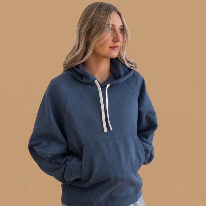 Women's Organic Cotton Midweight Raglan Hoodie - Heather Grey