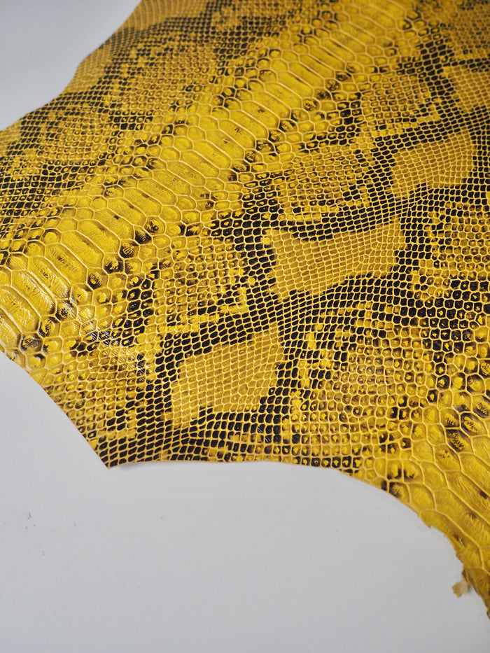 Yellow Embossed Python Lambskin