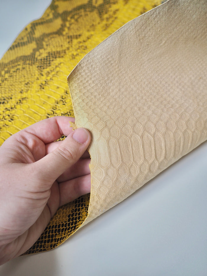 Yellow Embossed Python Lambskin
