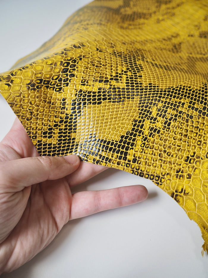 Yellow Embossed Python Lambskin