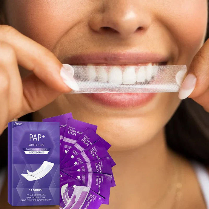 Yellow teeth whitening strips