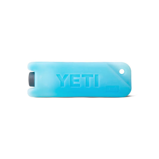 Light blue YETI ice block with a durable, rectangular design and embossed logo for cooler ice retention.