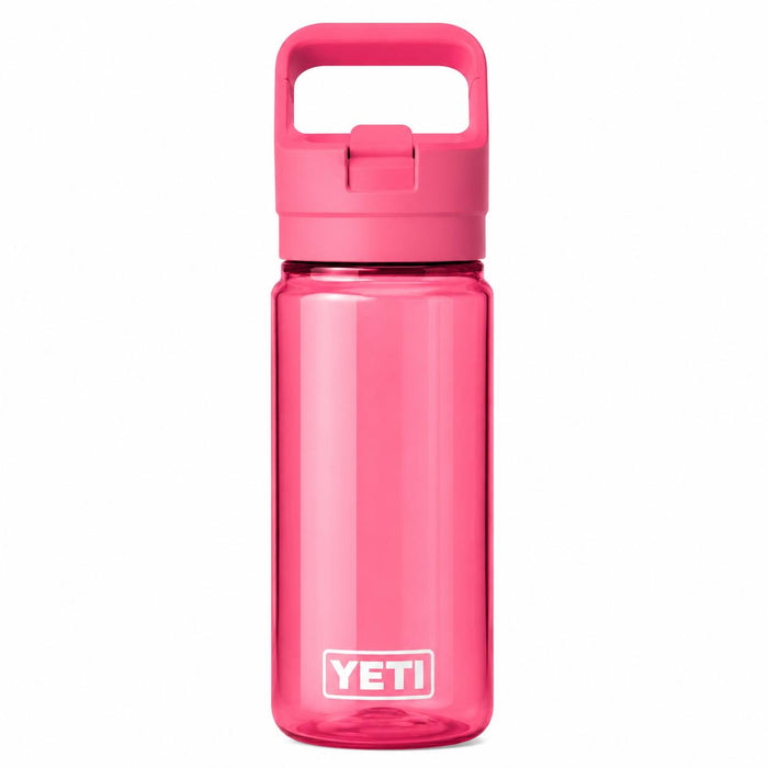 Pink 20 oz YETI Yonder water bottle made of lightweight, translucent recycled plastic with a leakproof chug cap.